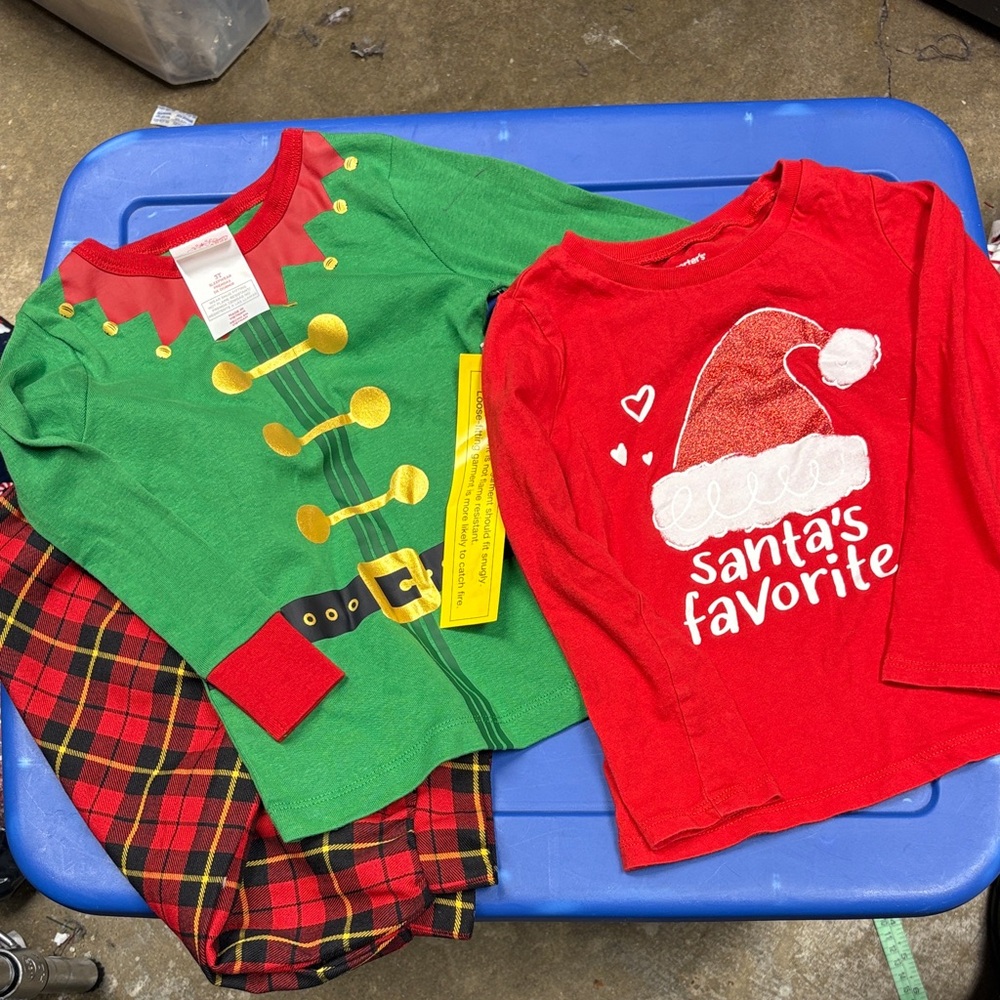 Elf Santa Christmas Shirt Ashton Connor plaid culottes Pants bundle boys size 3T